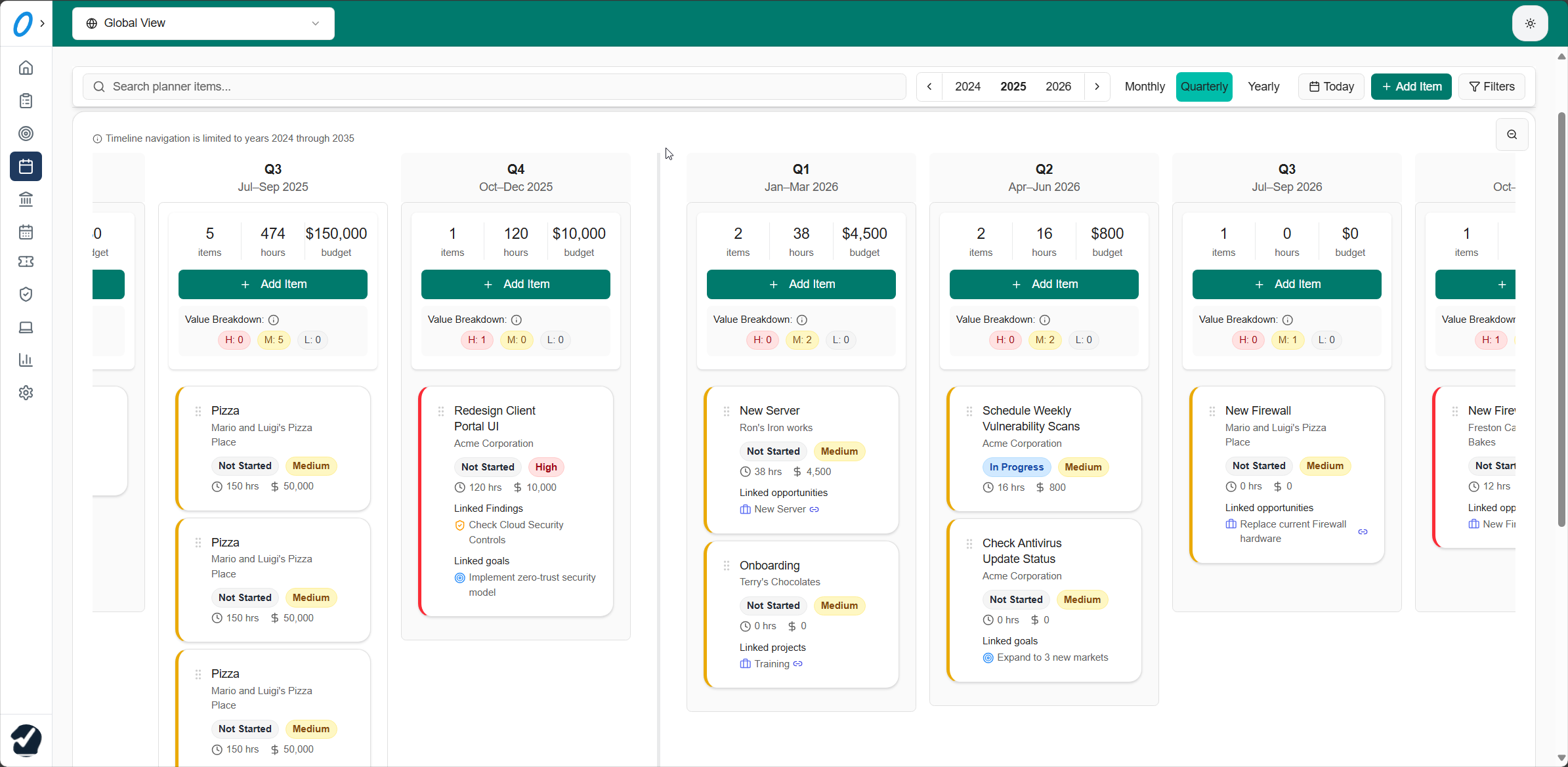 Quarterly Planning Dashboard